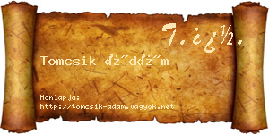 Tomcsik Ádám névjegykártya